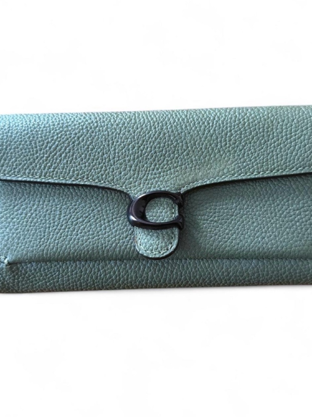 Coach Pebbled Leather Continental Wallet in Sage